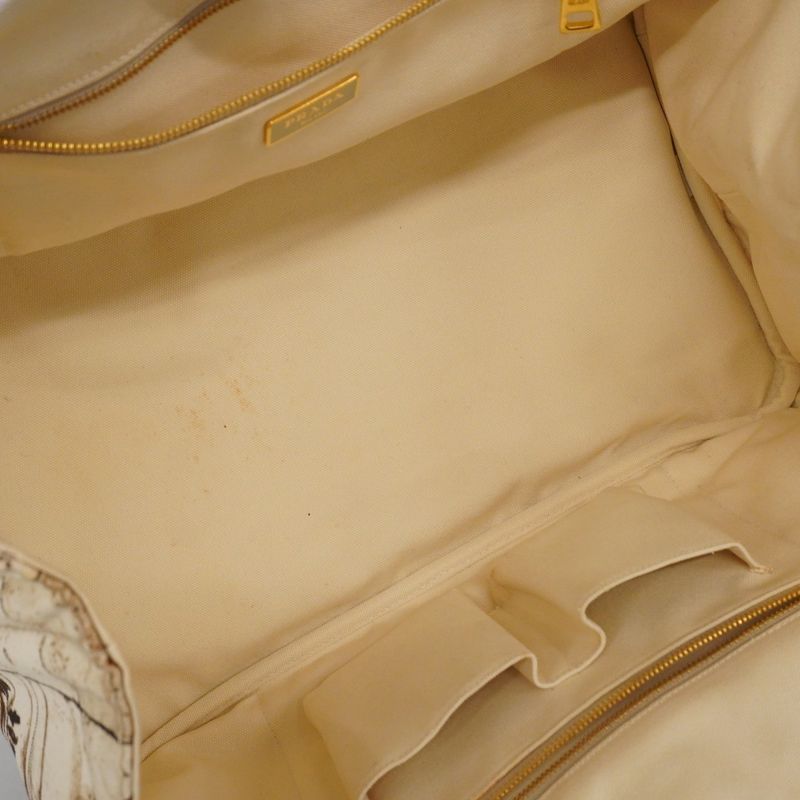 Prada Tote Bag Canapa Canvas Brown Gold Hardware Women's