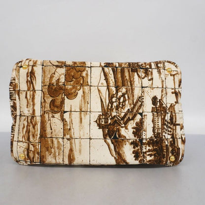 Prada Tote Bag Canapa Canvas Brown Gold Hardware Women's