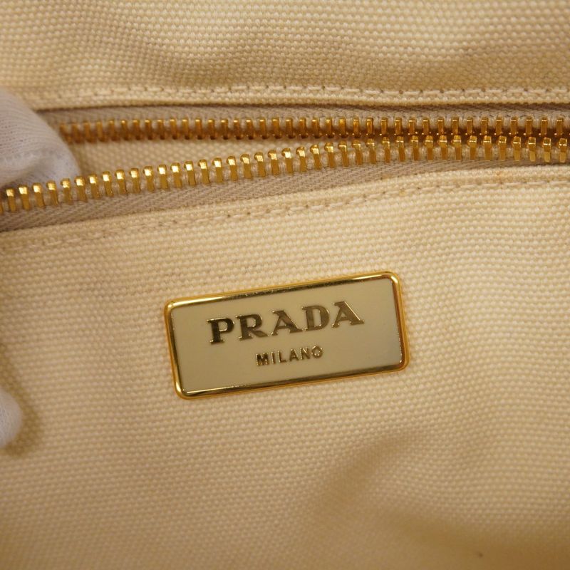 Prada Tote Bag Canapa Canvas Brown Gold Hardware Women's