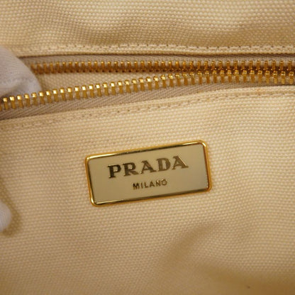 Prada Tote Bag Canapa Canvas Brown Gold Hardware Women's