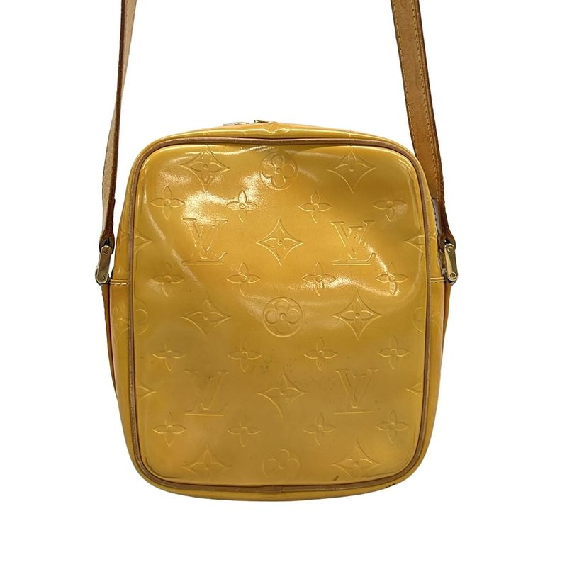 Louis Vuitton Shoulder Bag Monogram Vernis Wooster M91075 Lime Yellow Leather