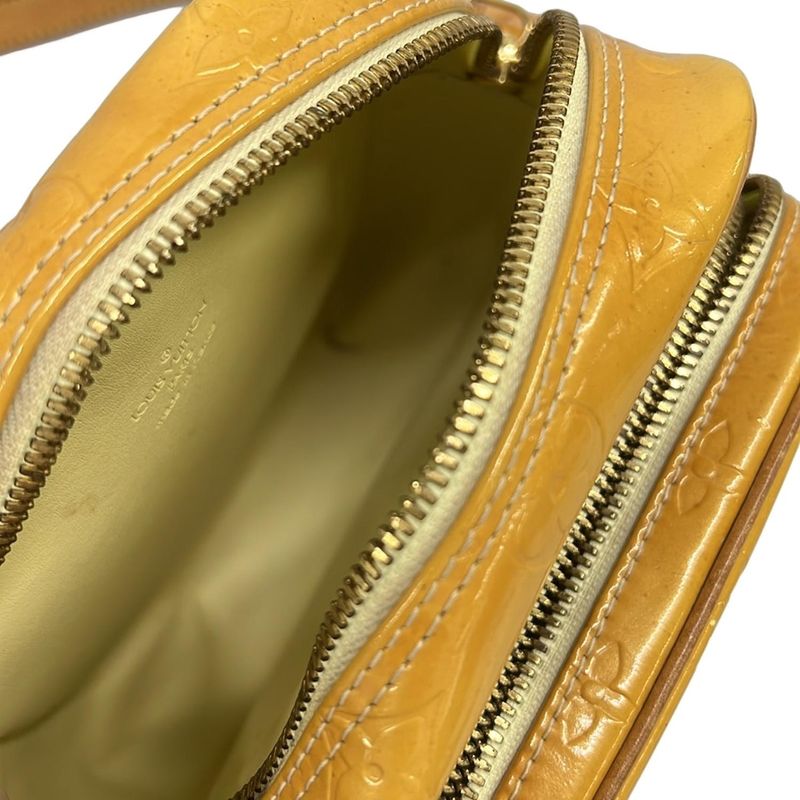 Louis Vuitton Shoulder Bag Monogram Vernis Wooster M91075 Lime Yellow Leather