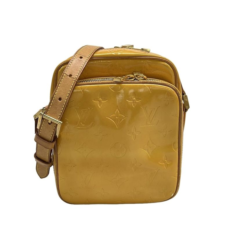 Louis Vuitton Shoulder Bag Monogram Vernis Wooster M91075 Lime Yellow Leather