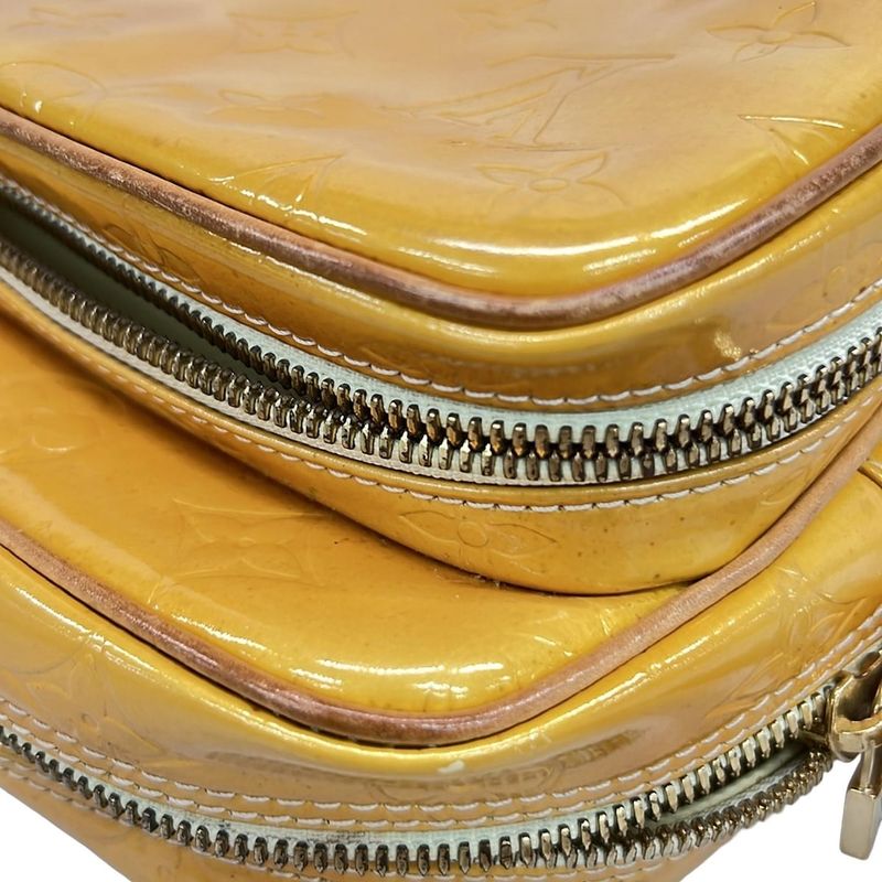 Louis Vuitton Shoulder Bag Monogram Vernis Wooster M91075 Lime Yellow Leather