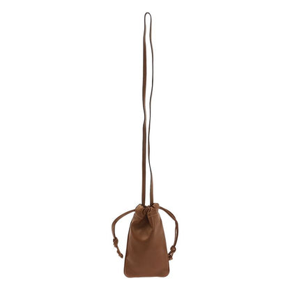 Celine - Cuir Triomphe Draw String Ring Leather Mobile Pouch - Brown