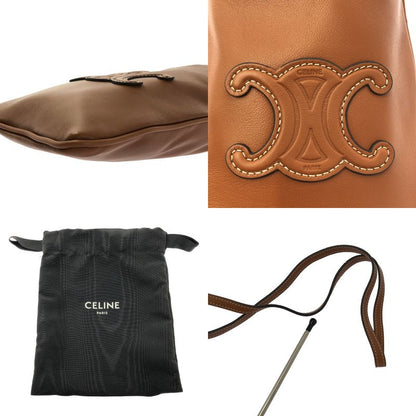 Celine - Cuir Triomphe Draw String Ring Leather Mobile Pouch - Brown