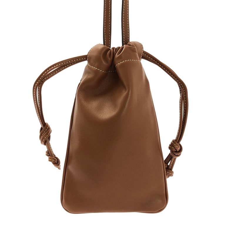 Celine - Cuir Triomphe Draw String Ring Leather Mobile Pouch - Brown