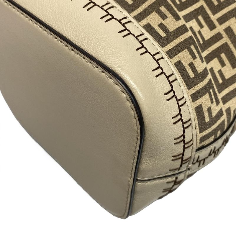Fendi Shoulder Bag Mont Trezor 8bs010 Beige and Dark Brown Mini Bag Draw String
