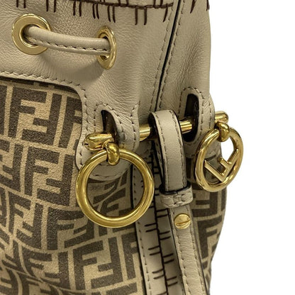 Fendi Shoulder Bag Mont Trezor 8bs010 Beige and Dark Brown Mini Bag Draw String