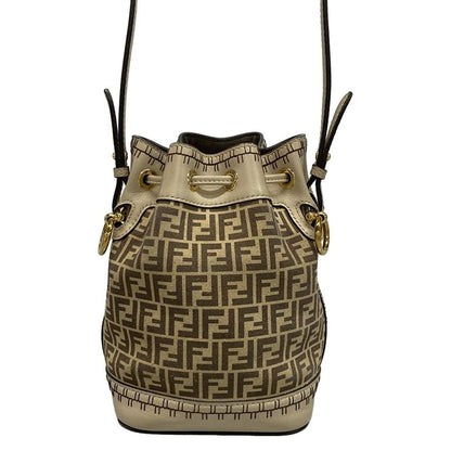 Fendi Shoulder Bag Mont Trezor 8bs010 Beige and Dark Brown Mini Bag Draw String