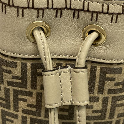 Fendi Shoulder Bag Mont Trezor 8bs010 Beige and Dark Brown Mini Bag Draw String