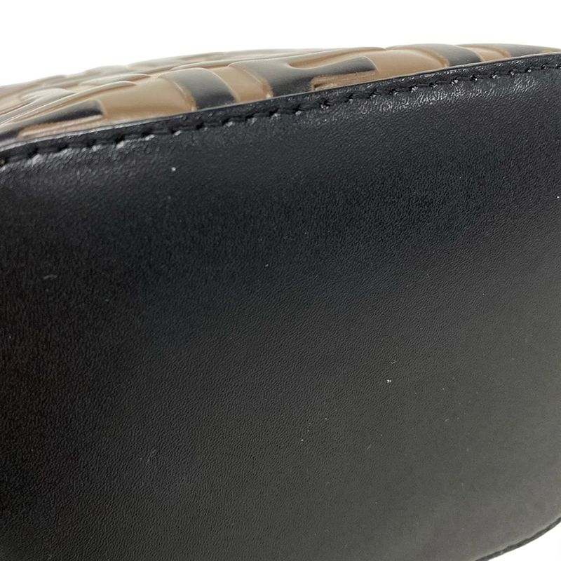 Fendi Shoulder Bag Mon Trezor 8bs010 Dark Brown and Black Shape Pressed Mini