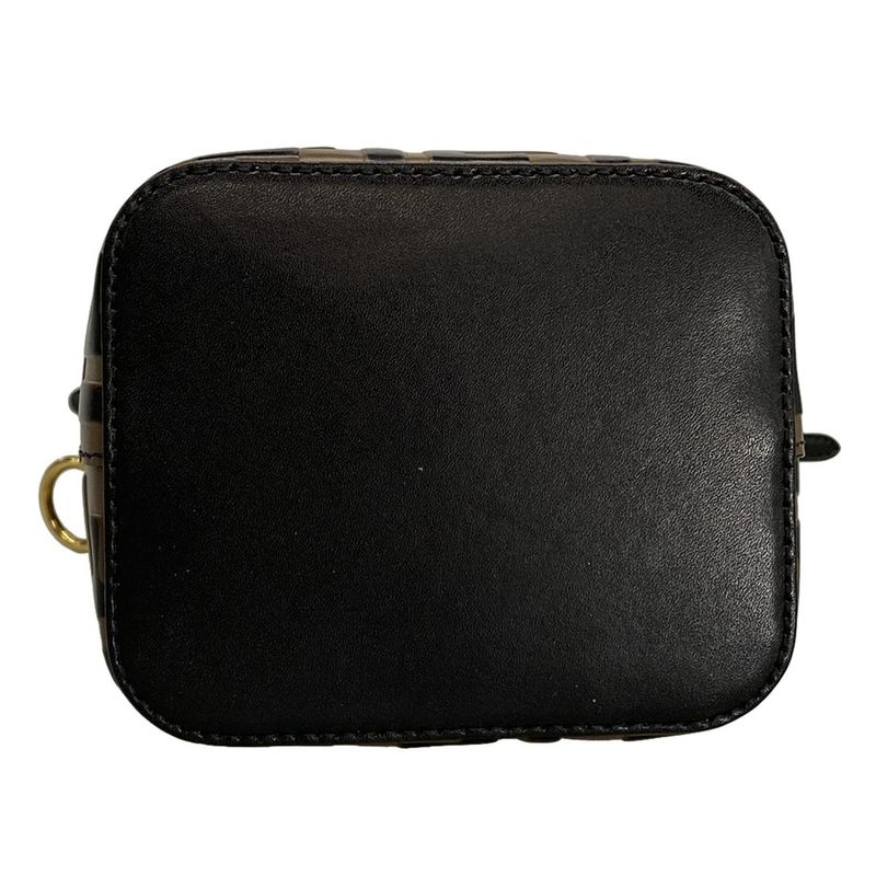 Fendi Shoulder Bag Mon Trezor 8bs010 Dark Brown and Black Shape Pressed Mini