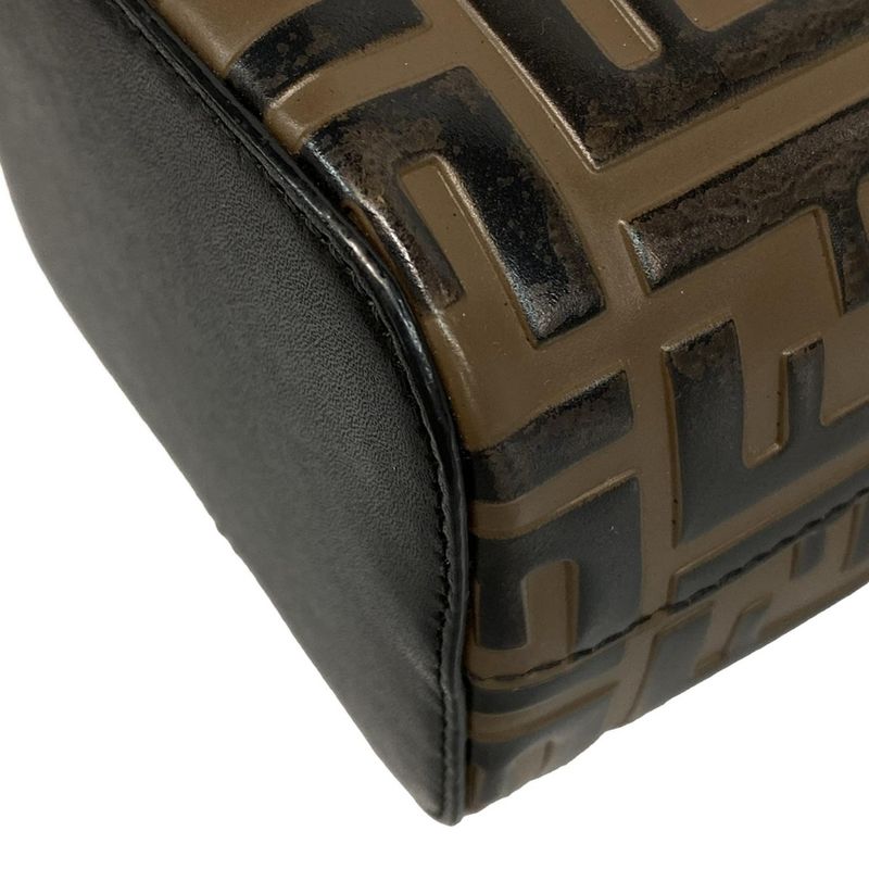 Fendi Shoulder Bag Mon Trezor 8bs010 Dark Brown and Black Shape Pressed Mini