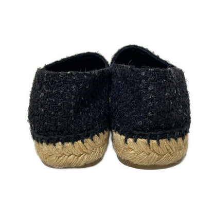 Chanel Slip-on 37 Women - G29762 Black and Navy Coco Mark Espadrilles Linen