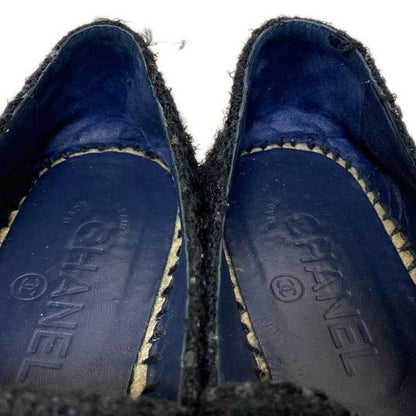 Chanel Slip-on 37 Women - G29762 Black and Navy Coco Mark Espadrilles Linen