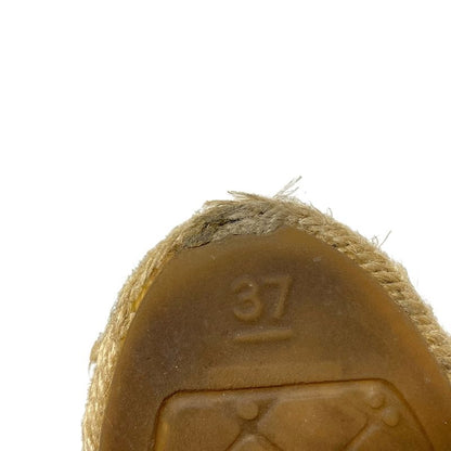 Chanel Slip-on 37 Women - G29762 Black and Navy Coco Mark Espadrilles Linen