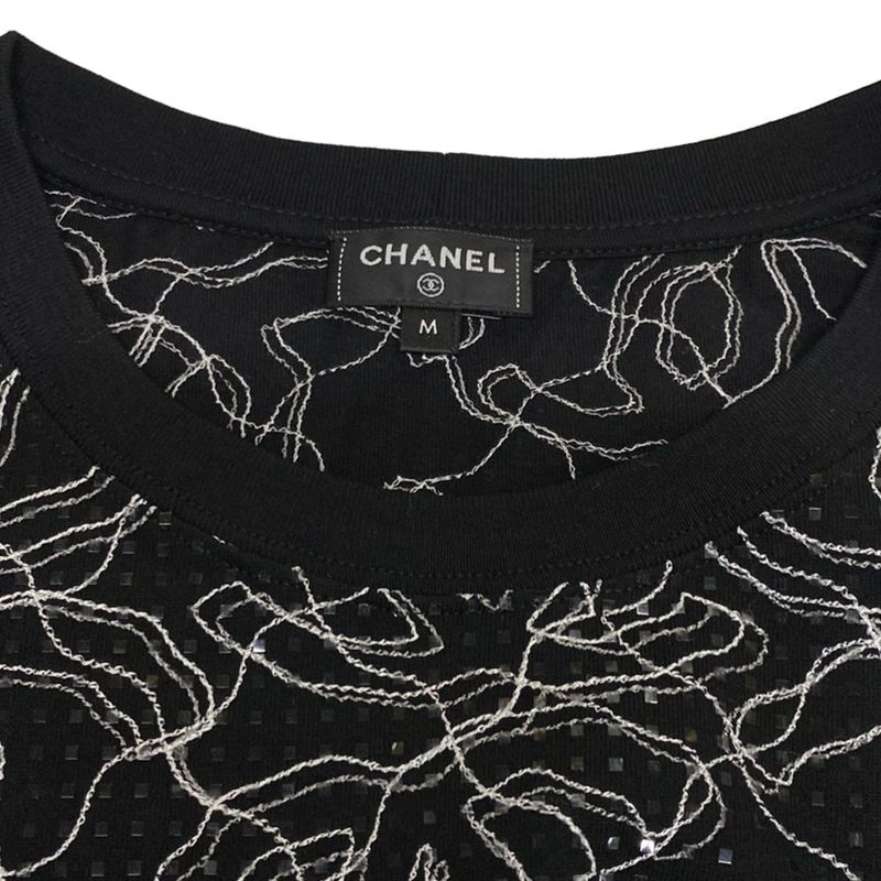 Chanel Short Sleeve Cut and Sewn Size M Women's - P78741 Black and White
