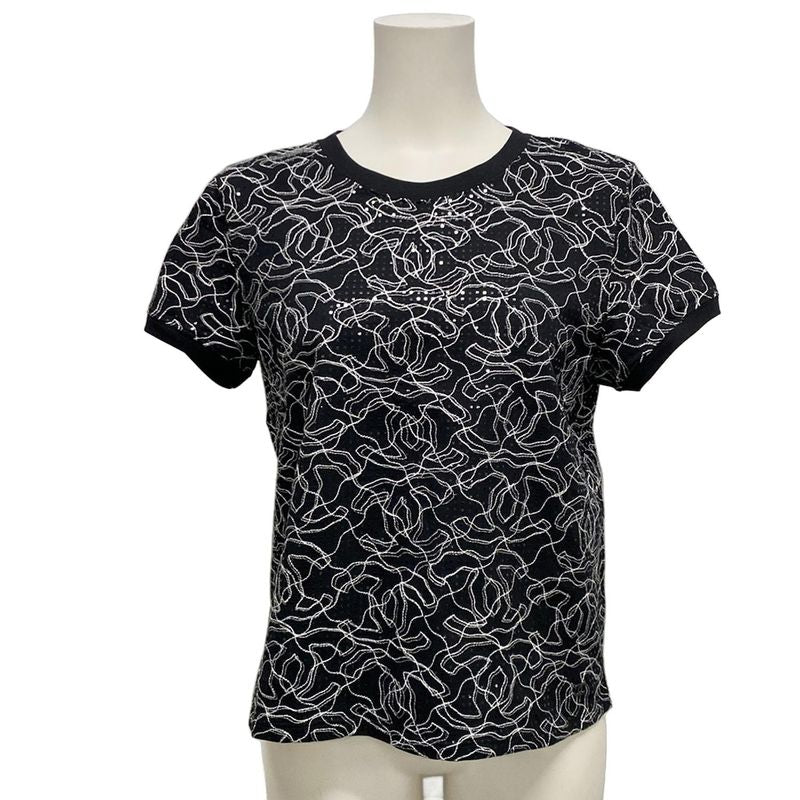 Chanel Short Sleeve Cut and Sewn Size M Women's - P78741 Black and White