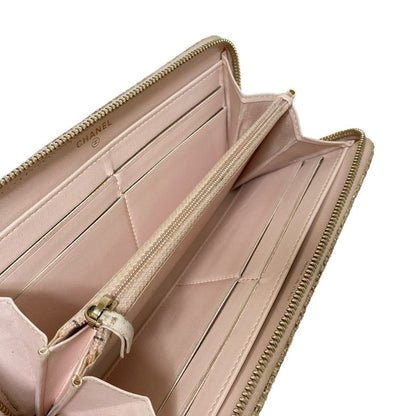 Chanel Long Wallet Deauville Line Light Pink×ivory Round Zipper