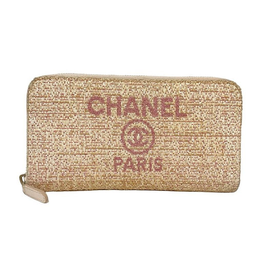 Chanel Long Wallet Deauville Line Light Pink×ivory Round Zipper
