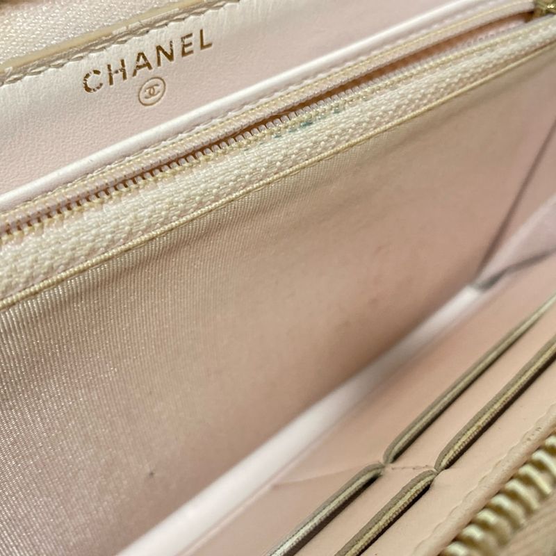 Chanel Long Wallet Deauville Line Light Pink×ivory Round Zipper