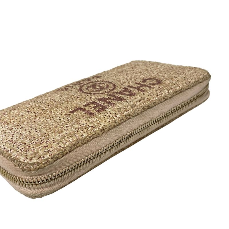 Chanel Long Wallet Deauville Line Light Pink×ivory Round Zipper