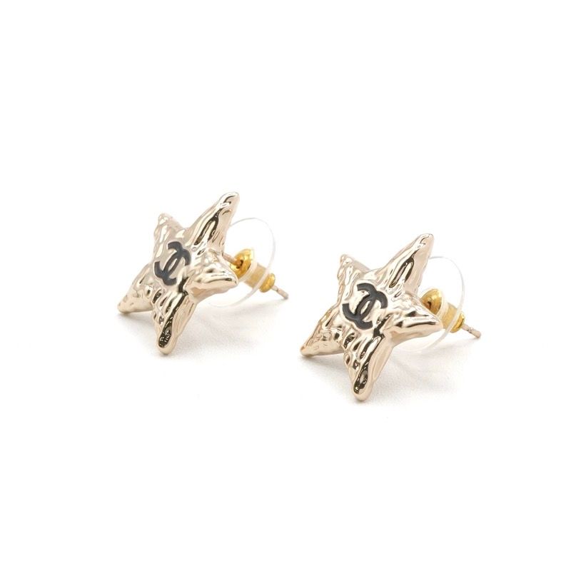 Chanel Earrings Earring Gold Black Coco Mark Star