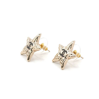 Chanel Earrings Earring Gold Black Coco Mark Star