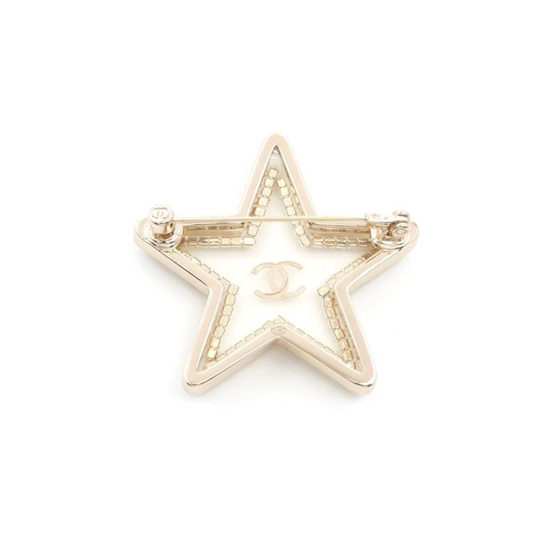Chanel Brooch Corsage Gold Clear Coco Mark Star Rhinestone