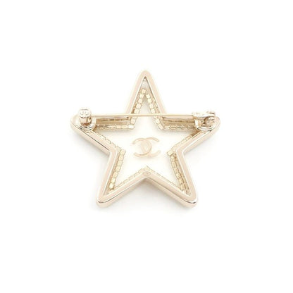 Chanel Brooch Corsage Gold Clear Coco Mark Star Rhinestone