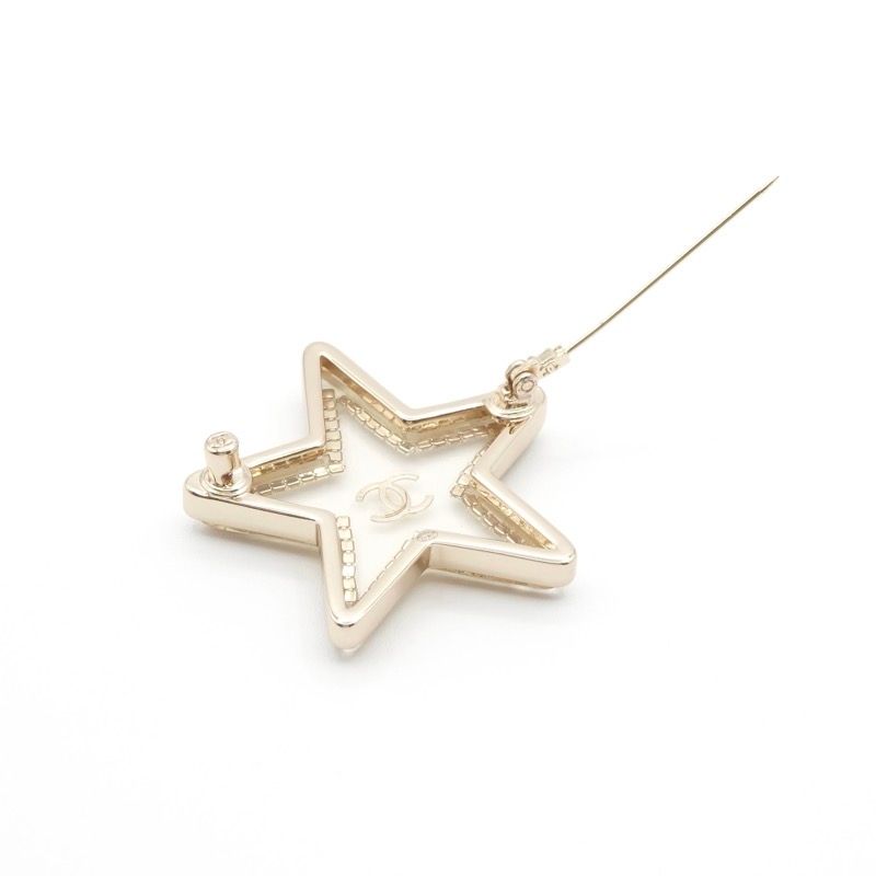 Chanel Brooch Corsage Gold Clear Coco Mark Star Rhinestone