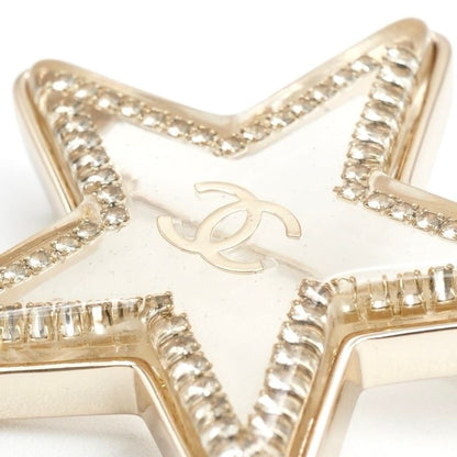 Chanel Brooch Corsage Gold Clear Coco Mark Star Rhinestone