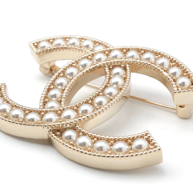 Chanel Brooch Corsage Gold Here Mark Pearl