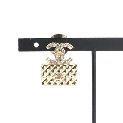 Chanel Brooch Corsage Gold Pin Brooch Coco Mark Matelasse Bag Rhinestone