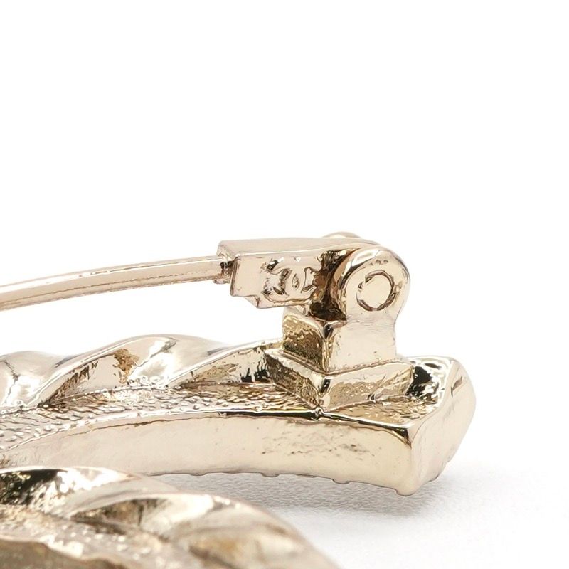 Chanel Brooch Corsage Gold Here Mark Rhinestone