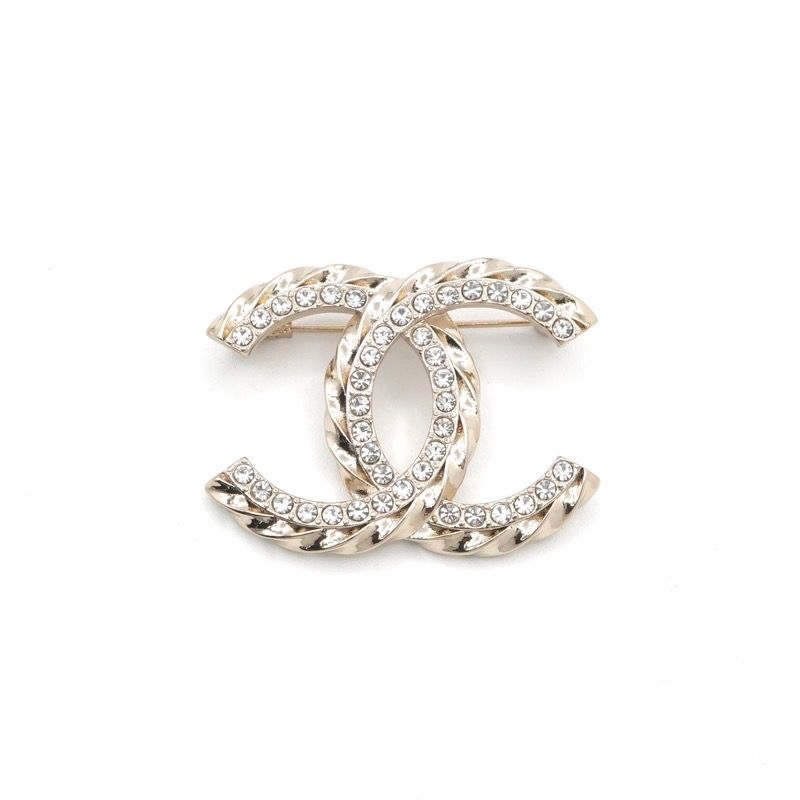 Chanel Brooch Corsage Gold Here Mark Rhinestone