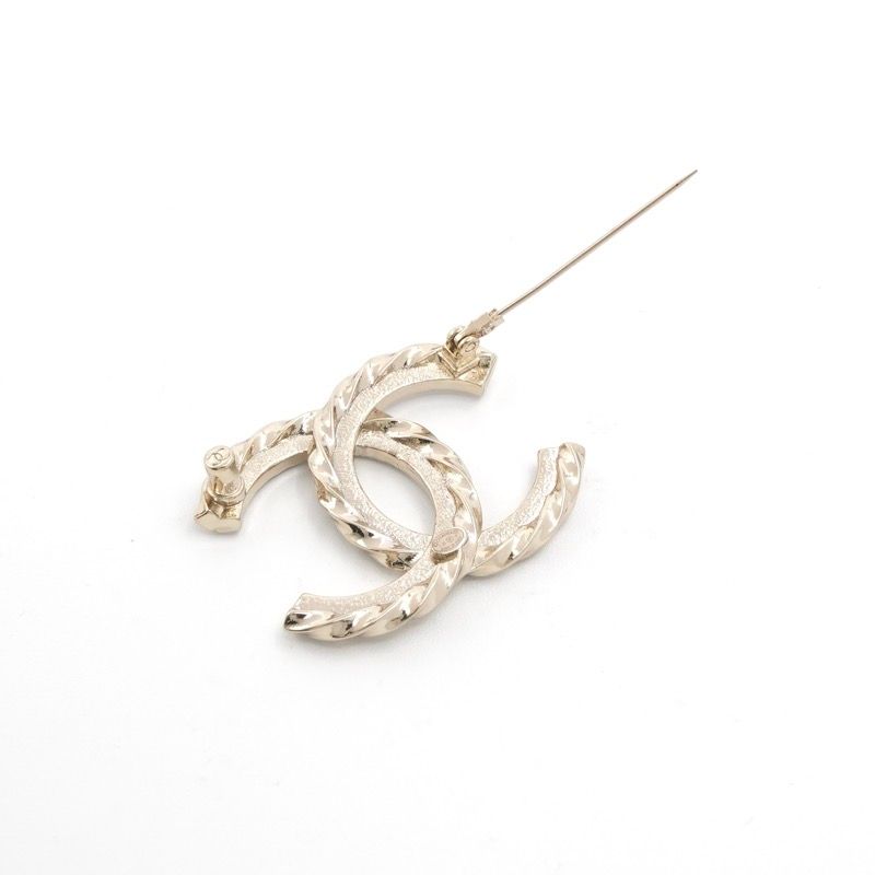 Chanel Brooch Corsage Gold Here Mark Rhinestone