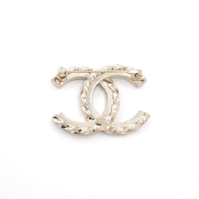Chanel Brooch Corsage Gold Here Mark Rhinestone