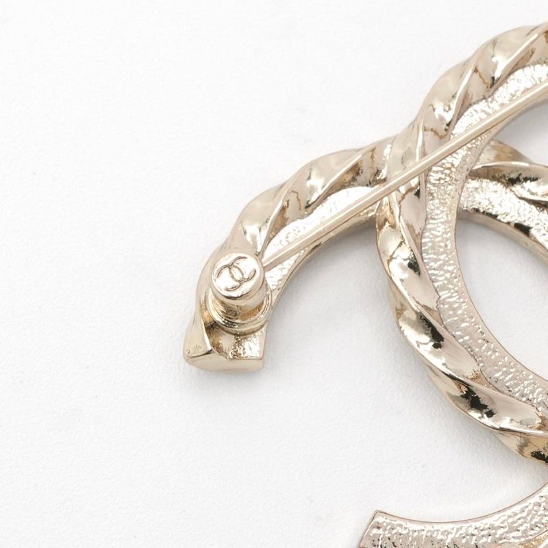 Chanel Brooch Corsage Gold Here Mark Rhinestone