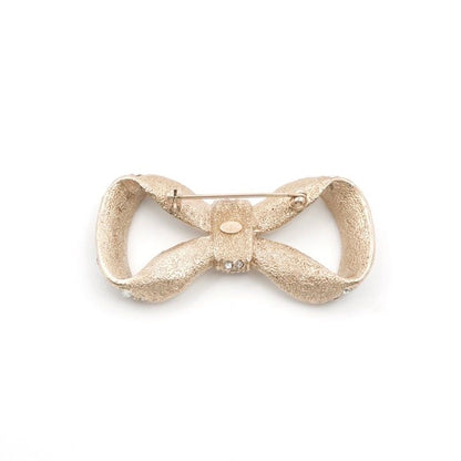 Chanel Brooch Corsage Gold Coco Mark Rhinestone Ribbon