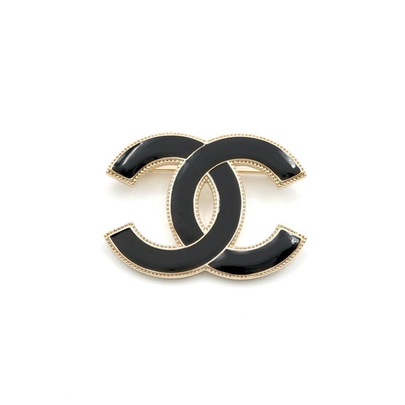 Chanel Brooch Corsage Black Gold Here Mark