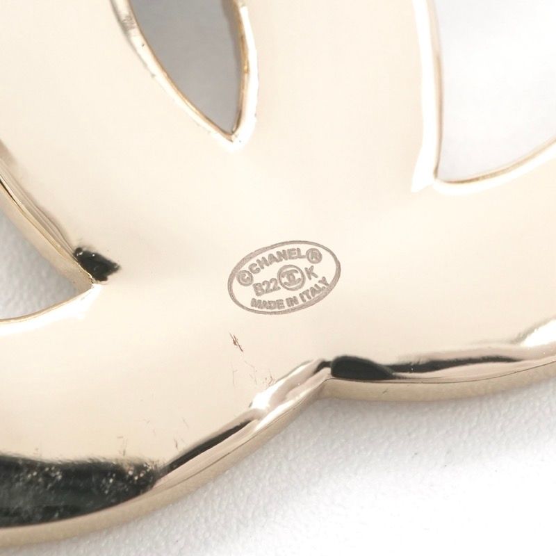 Chanel Brooch Corsage Black Gold Here Mark