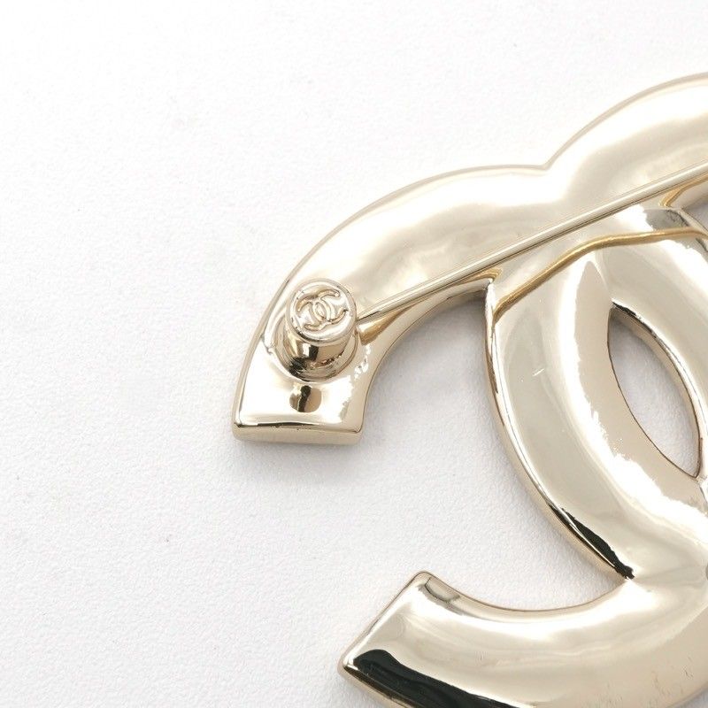 Chanel Brooch Corsage Black Gold Here Mark