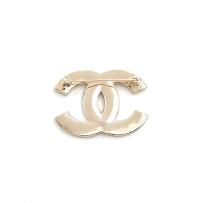 Chanel Brooch Corsage Black Gold Here Mark