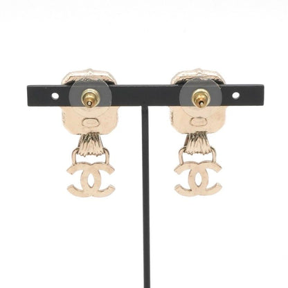 Chanel Earrings Cocomark Logo Rhinestone Gold Black