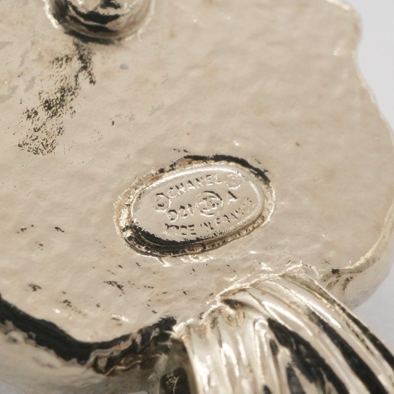 Chanel Earrings Cocomark Logo Rhinestone Gold Black