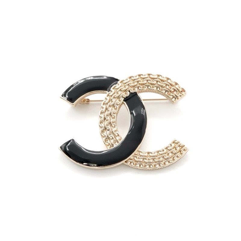 Chanel Brooch Corsage Gold Black Here Mark Bicolor