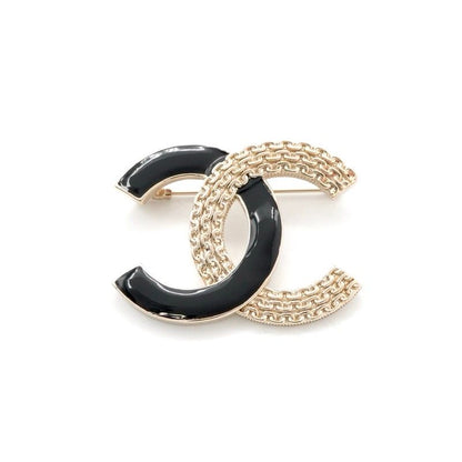 Chanel Brooch Corsage Gold Black Here Mark Bicolor