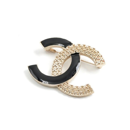 Chanel Brooch Corsage Gold Black Here Mark Bicolor